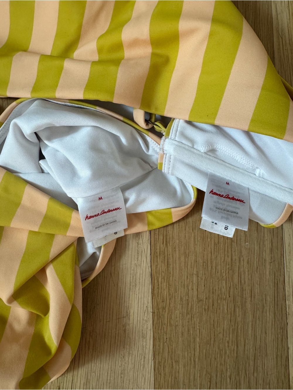 Hanna Andersson Yellow & Peach Striped High-Waist Two-Piece Swimsuit - Picture 2 of 2